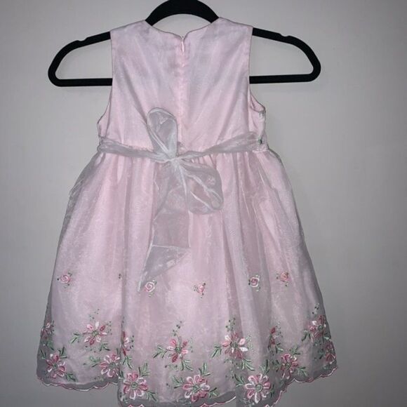 Cute Bonnie Jean Pink Floral Embroidered Dress 6X - Picture 6 of 7